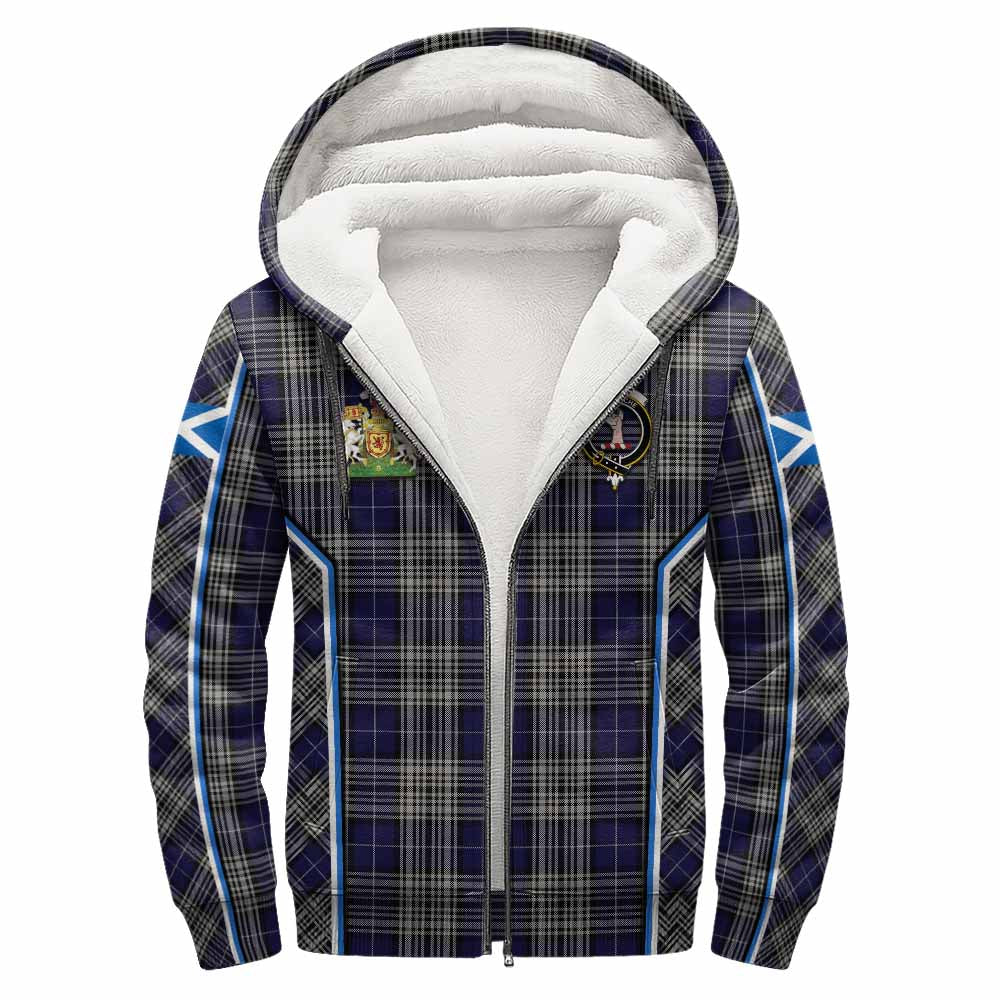 Napier Tartan Crest Sherpa Hoodie Scotland Coat of Arm Flag Style - Tartan Vibes Clothing