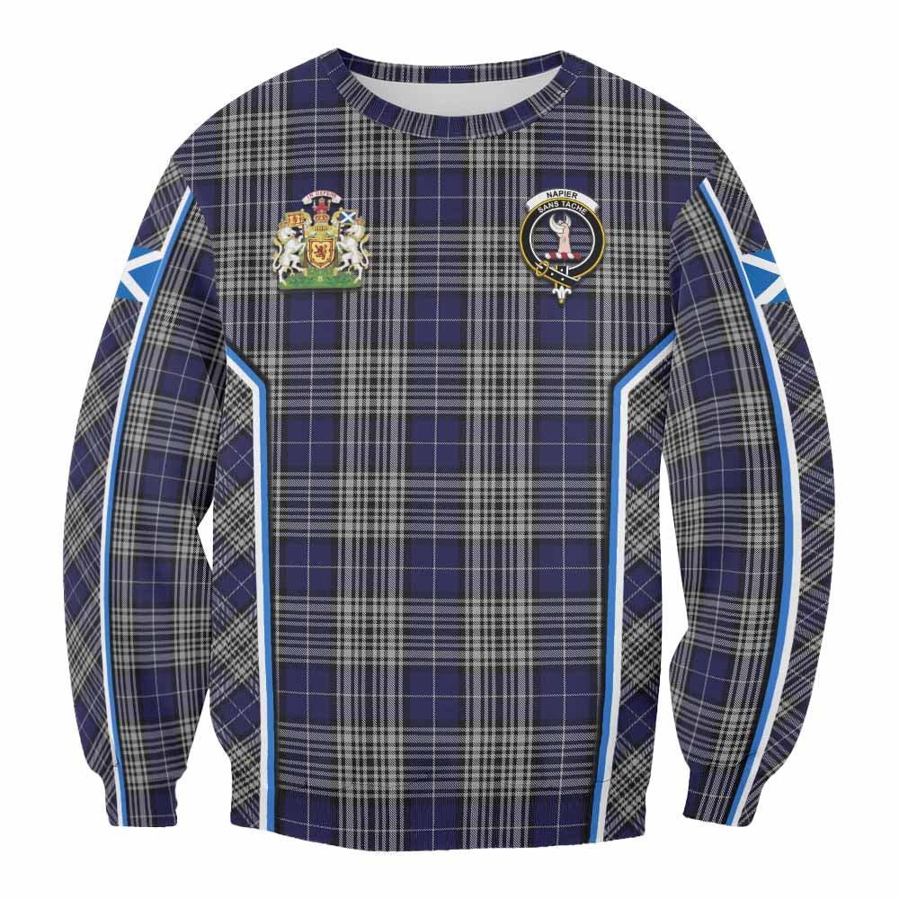 Napier Tartan Crest Sweatshirt Scotland Coat of Arm Flag Style - Tartan Vibes Clothing
