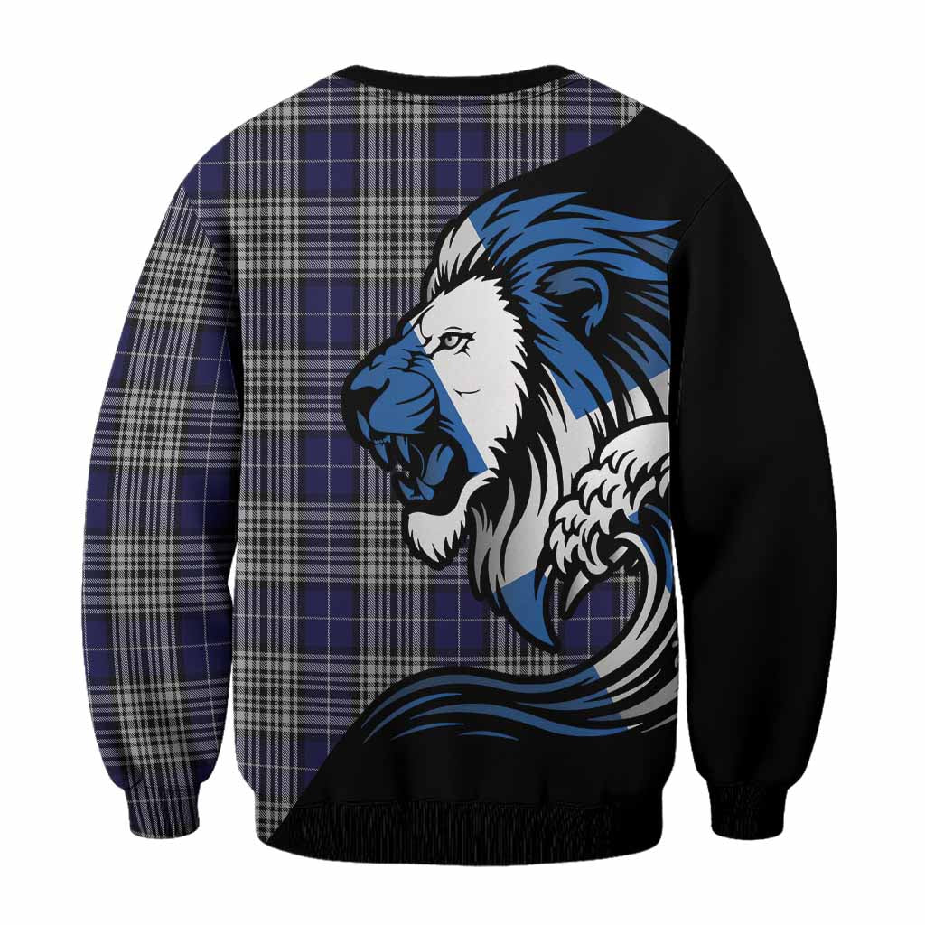 Napier Tartan Crest Sweatshirt Scottish Golden Lions Wave Flow