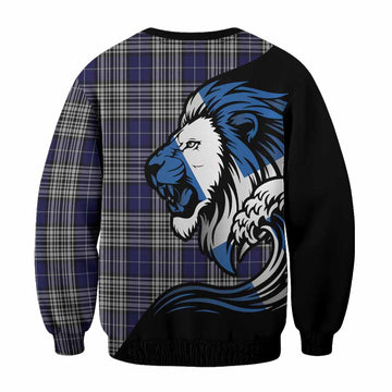 Napier Tartan Crest Sweatshirt Scottish Golden Lions Wave Flow