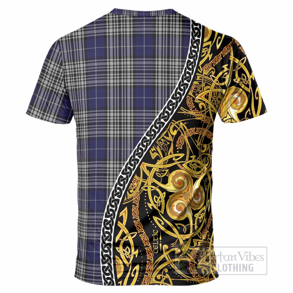 Napier Tartan Crest T-Shirt Celtic Knot and Triple Trickle Spiral Symbols