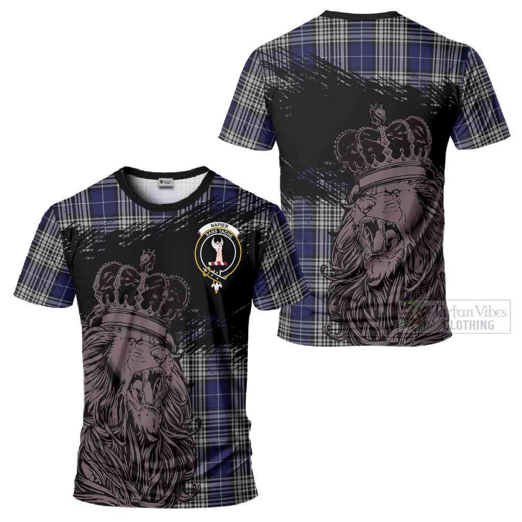 Napier Tartan Crest T-Shirt Crowned Lion Heritage Style