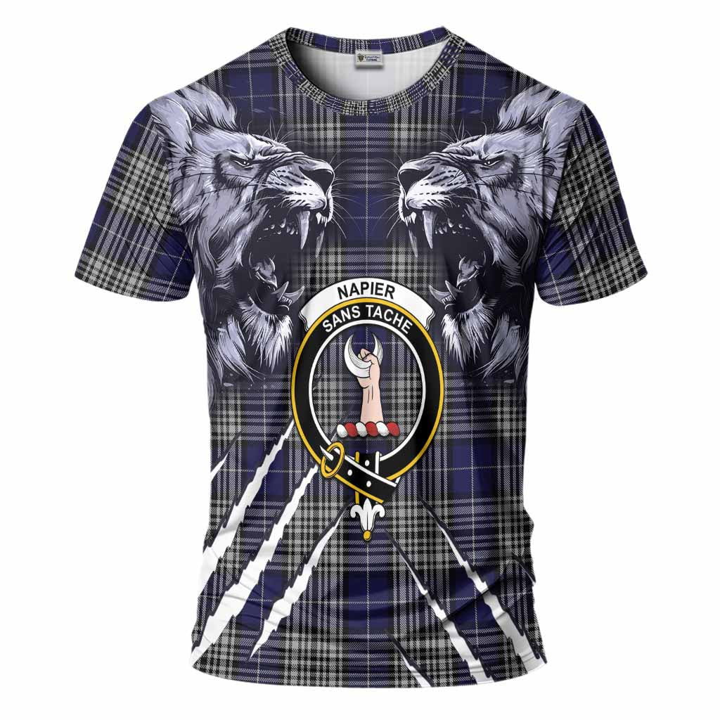 Napier Tartan Crest T-Shirt Ferocious Lion Style