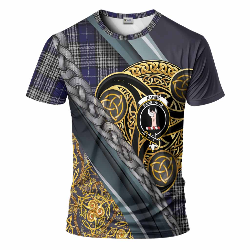Napier Tartan Crest T-Shirt Scottish Triskele Celtic