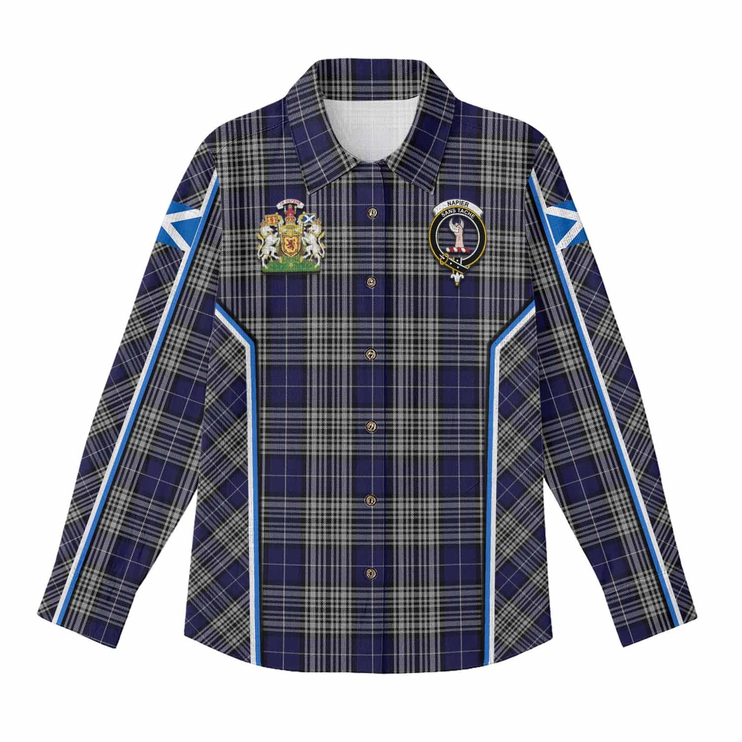 Napier Tartan Crest Women Casual Shirt Scotland Coat of Arm Flag Style - Tartan Vibes Clothing
