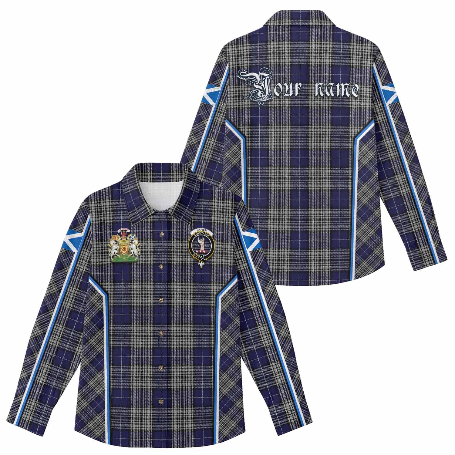 Napier Tartan Crest Women Casual Shirt Scotland Coat of Arm Flag Style - Tartan Vibes Clothing