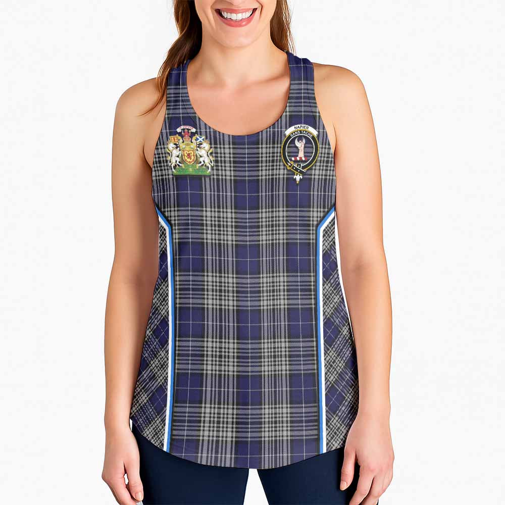 Napier Tartan Crest Women Racerback Tanks Scotland Coat of Arm Flag Style - Tartan Vibes Clothing