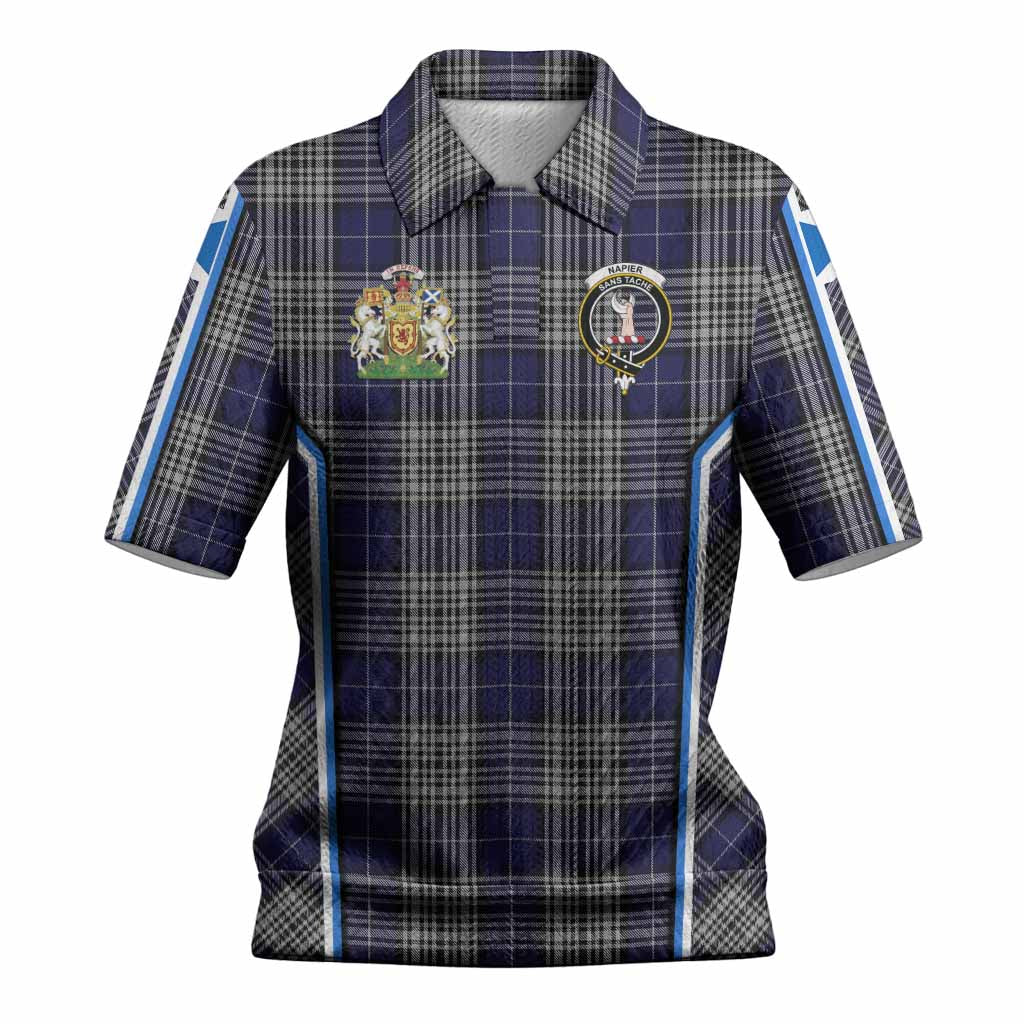 Napier Tartan Crest Women’s Polo Sweater Top Scotland Coat of Arm Flag Style