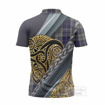 Napier Tartan Crest Zipper Polo Shirt Scottish Triskele Celtic