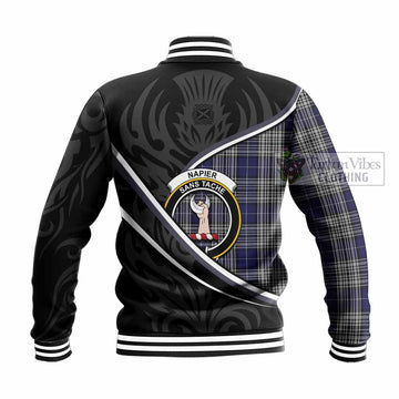 Napier Tartan Family Crest Baseball Jacket Celtic Scottish Thistle Floral - Tartan Vibes Clothing