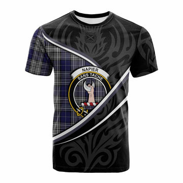 Napier Tartan Family Crest Cotton T-shirt Celtic Scottish Thistle Floral