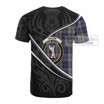 Napier Tartan Family Crest Cotton T-shirt Celtic Scottish Thistle Floral