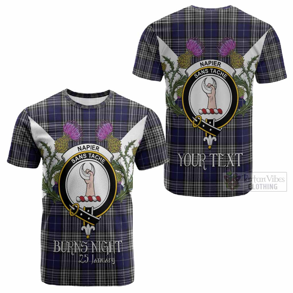Napier Tartan Family Crest Cotton T-shirt Scottish Burns Night Thistle Floral