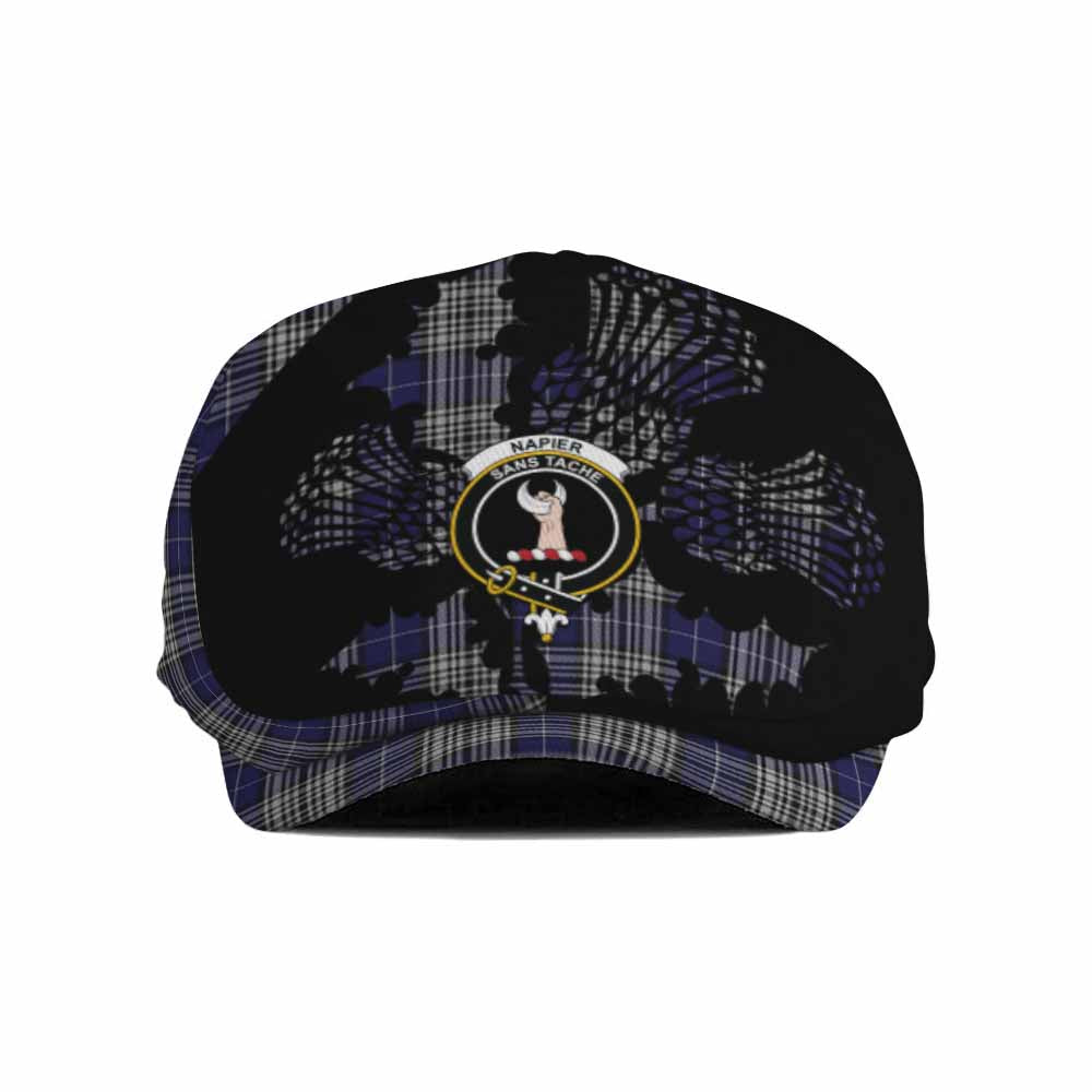 Napier Tartan Family Crest Flat Cap, Jeff Cap Scotland Thistle Floral