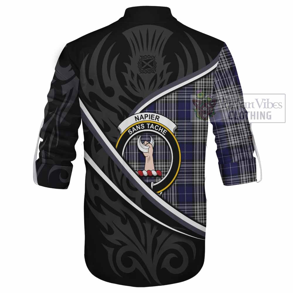 Napier Tartan Family Crest Ghillie Kilt Shirt Celtic Scottish Thistle Floral - Tartan Vibes Clothing