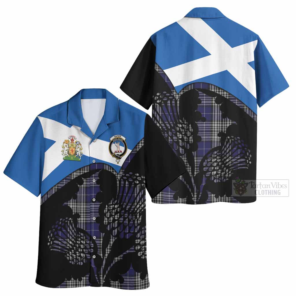 Napier Tartan Family Crest Hawaiian Shirt Scotland Thistle Floral Flag Style