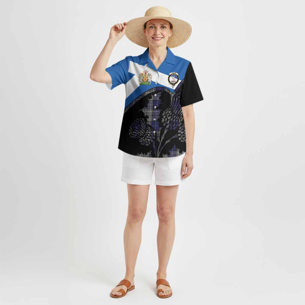 Napier Tartan Family Crest Hawaiian Shirt Scotland Thistle Floral Flag Style