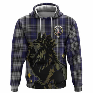 Napier Tartan Family Crest Hoodie Crowned Lion Roaring