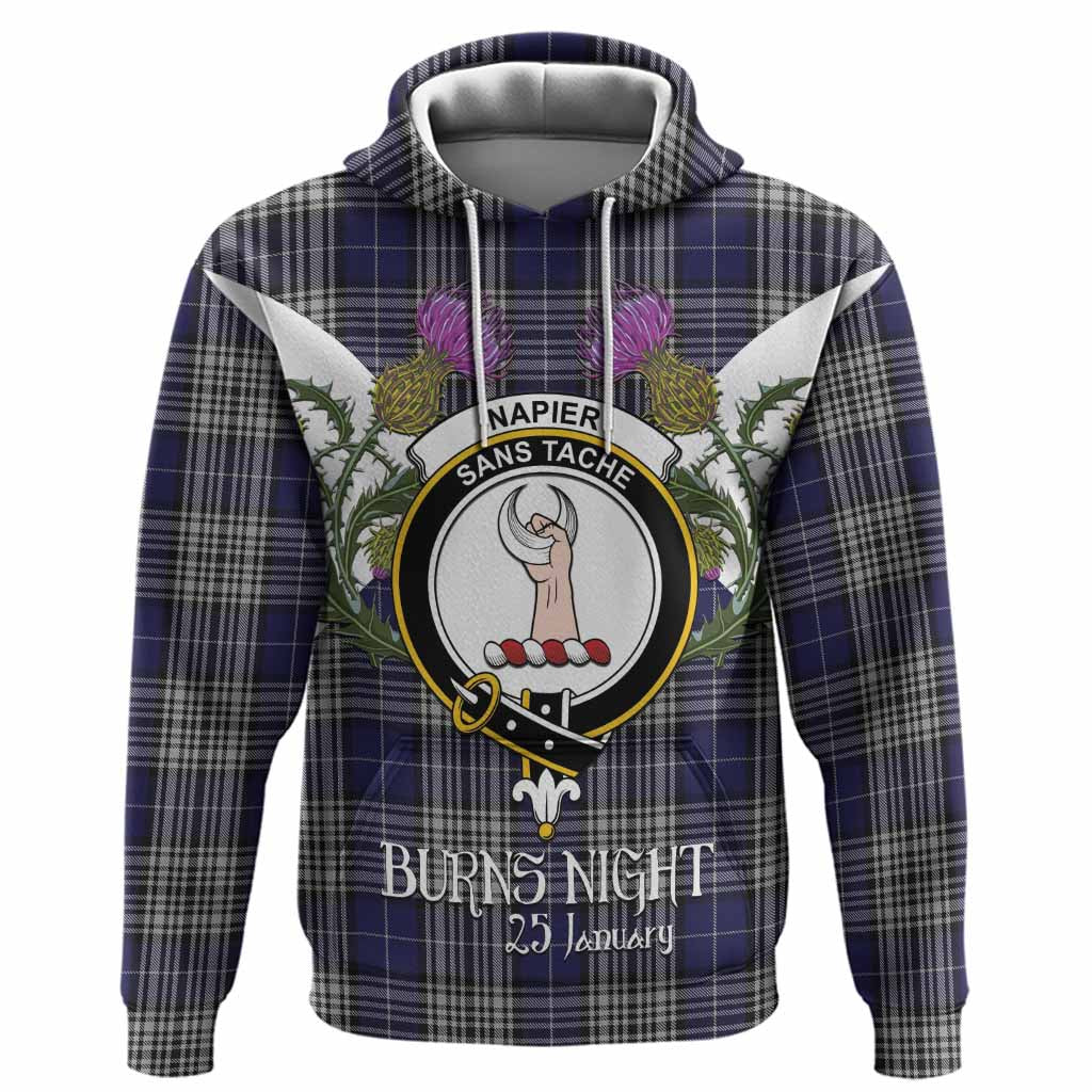 Napier Tartan Family Crest Hoodie Scottish Burns Night Thistle Floral