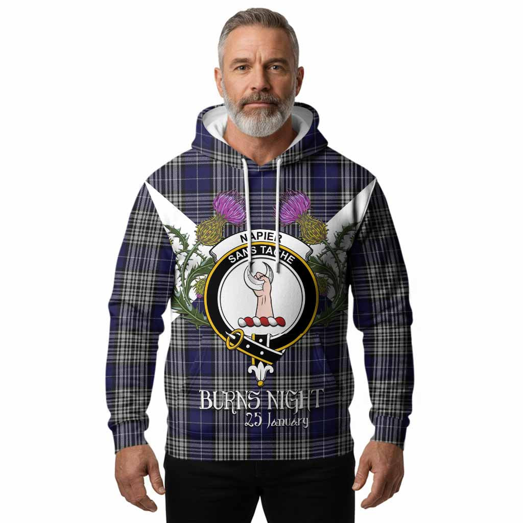 Napier Tartan Family Crest Hoodie Scottish Burns Night Thistle Floral