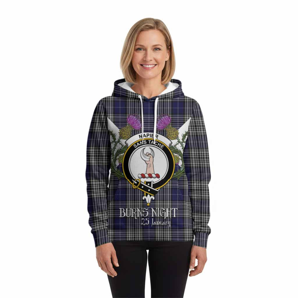 Napier Tartan Family Crest Hoodie Scottish Burns Night Thistle Floral
