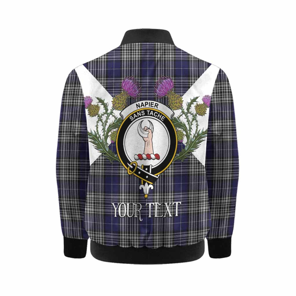 Napier Tartan Family Crest Kid Bomber Jacket Scottish Burns Night Thistle Floral