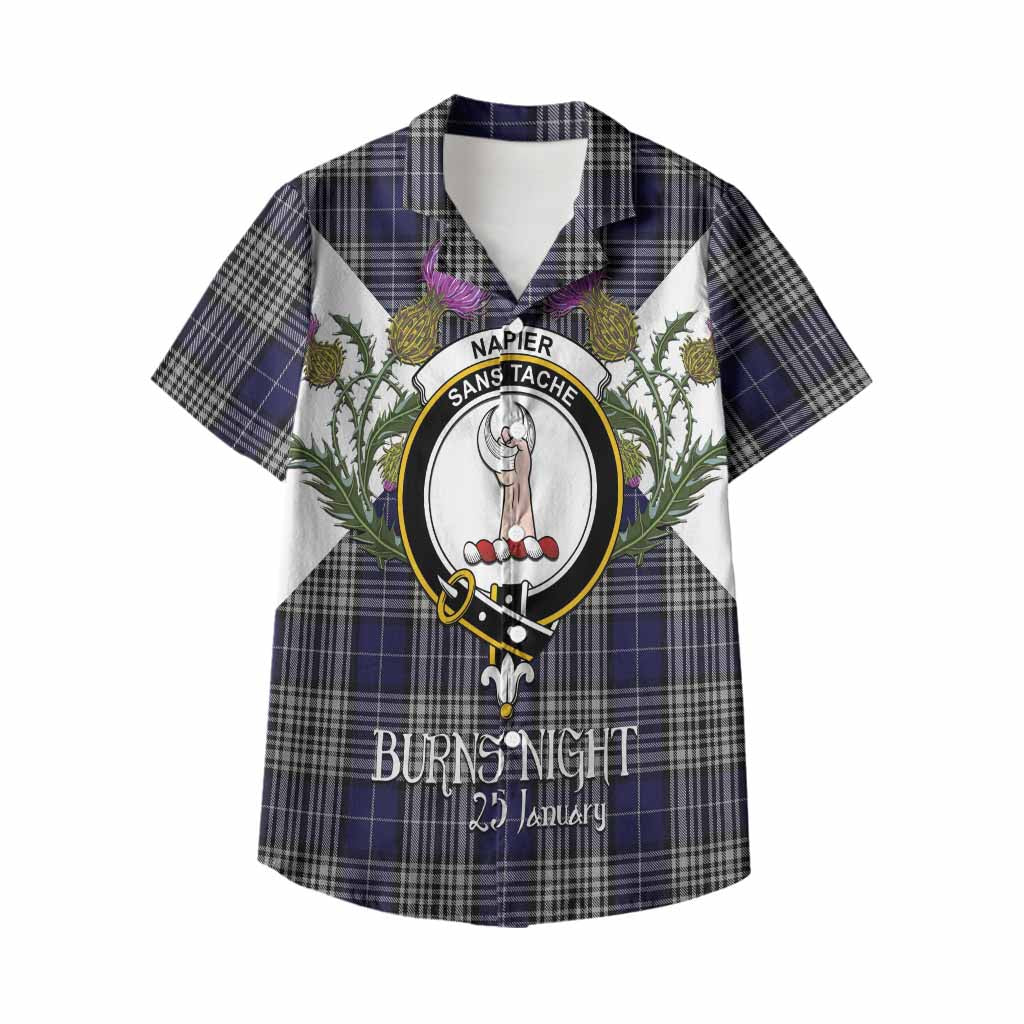 Napier Tartan Family Crest Kid Hawaiian Shirt Scottish Burns Night Thistle Floral
