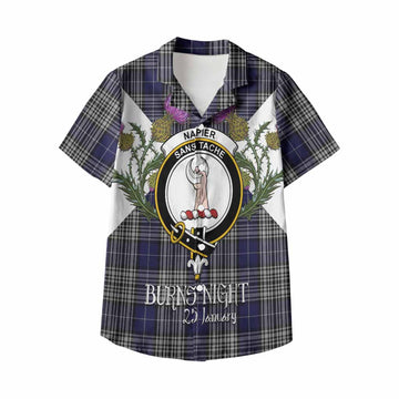 Napier Tartan Family Crest Kid Hawaiian Shirt Scottish Burns Night Thistle Floral