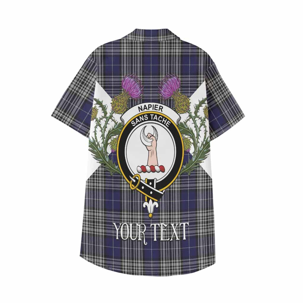 Napier Tartan Family Crest Kid Hawaiian Shirt Scottish Burns Night Thistle Floral
