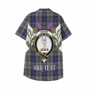 Napier Tartan Family Crest Kid Hawaiian Shirt Scottish Burns Night Thistle Floral