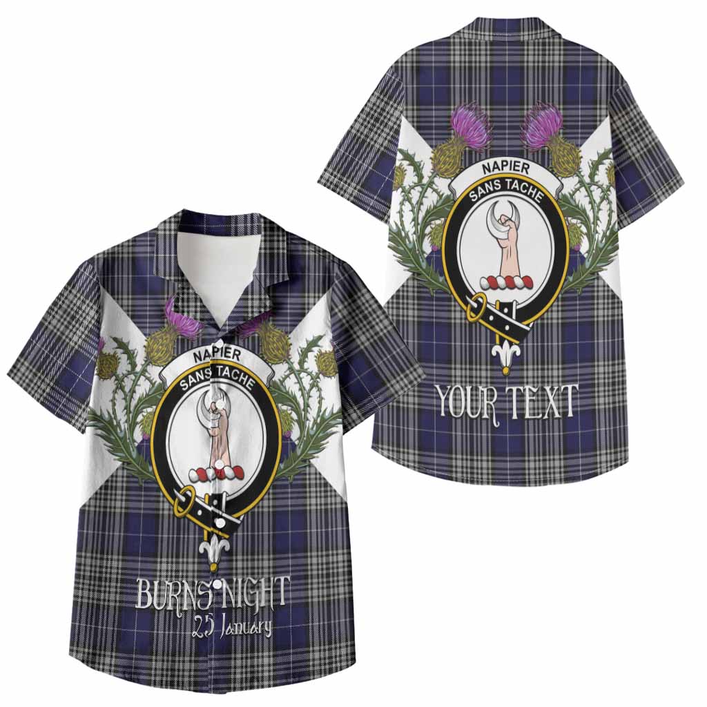 Napier Tartan Family Crest Kid Hawaiian Shirt Scottish Burns Night Thistle Floral