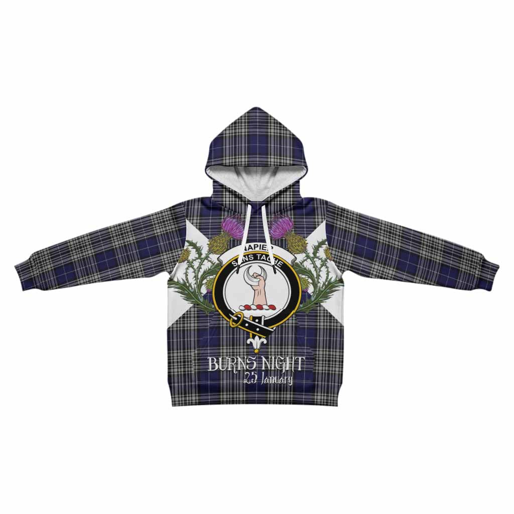 Napier Tartan Family Crest Kid Hoodie Scottish Burns Night Thistle Floral