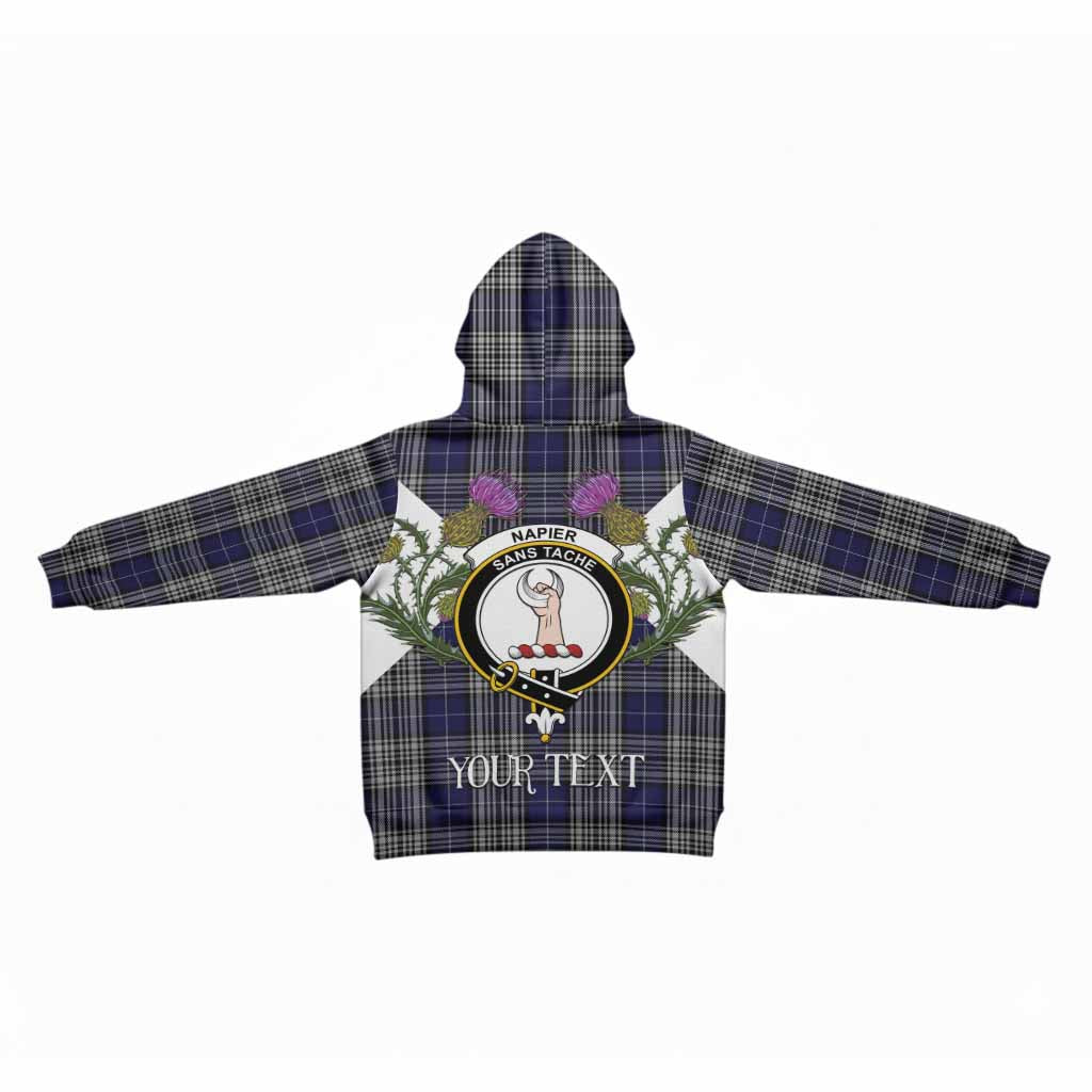 Napier Tartan Family Crest Kid Hoodie Scottish Burns Night Thistle Floral