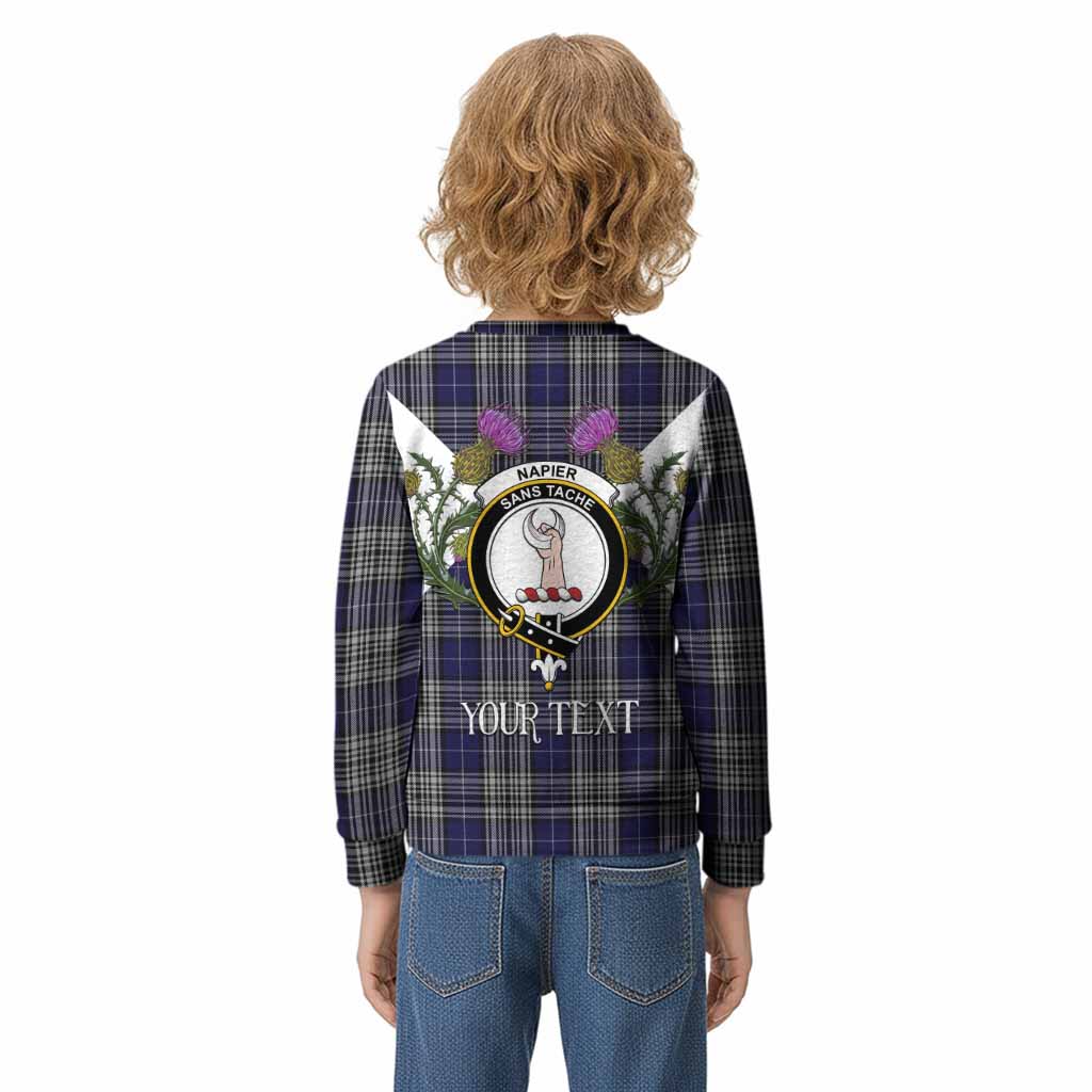 Napier Tartan Family Crest Kid Knitted Sweatshirt Scottish Burns Night Thistle Floral