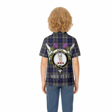 Napier Tartan Family Crest Kid Polo Shirt Scottish Burns Night Thistle Floral