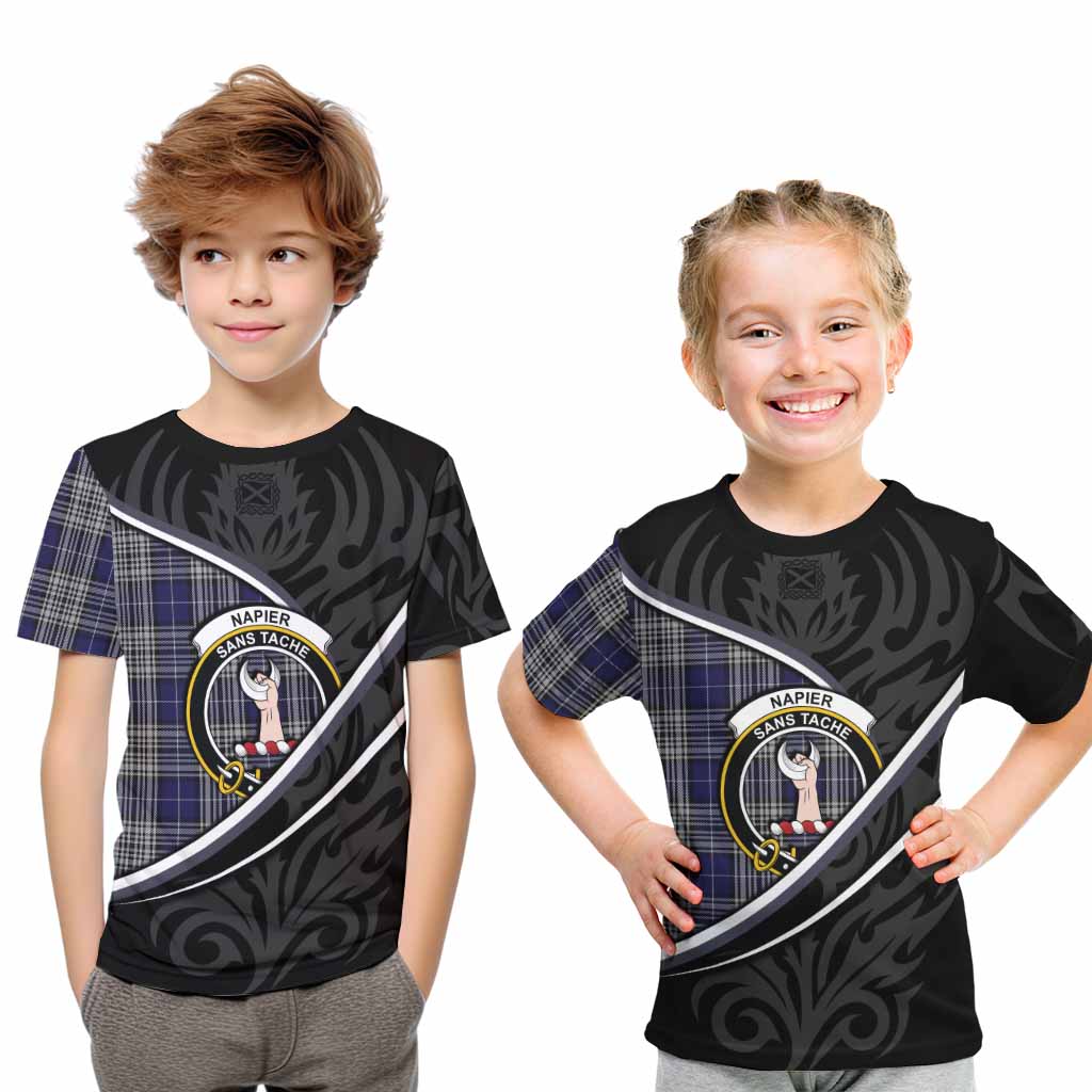 Napier Tartan Family Crest Kid T-shirt Celtic Scottish Thistle Floral - Tartan Vibes Clothing