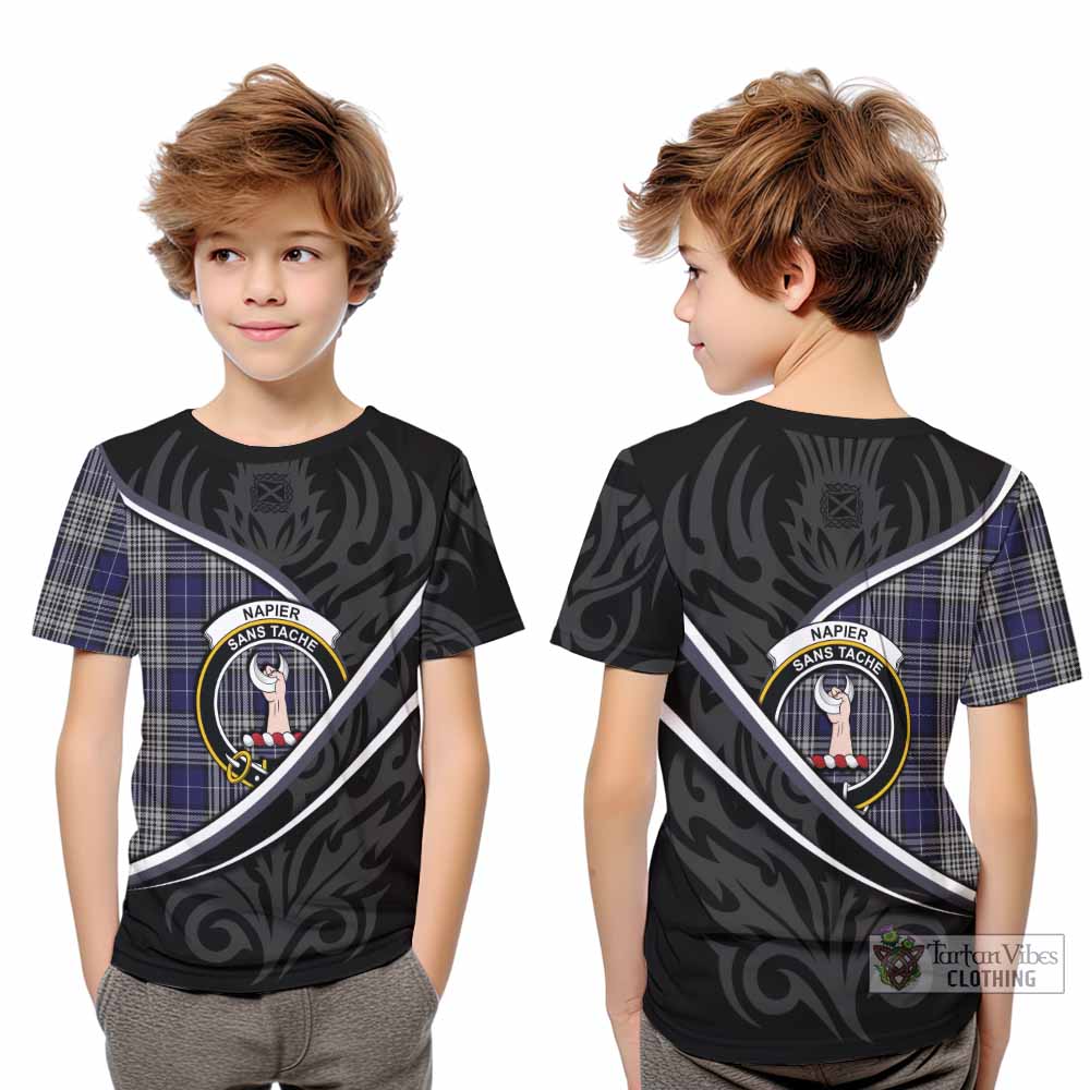 Napier Tartan Family Crest Kid T-shirt Celtic Scottish Thistle Floral - Tartan Vibes Clothing