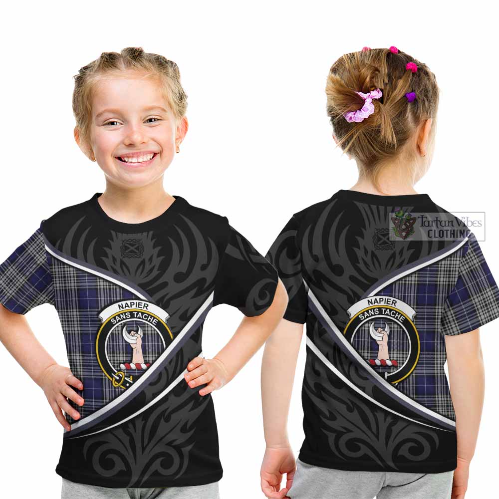 Napier Tartan Family Crest Kid T-shirt Celtic Scottish Thistle Floral - Tartan Vibes Clothing
