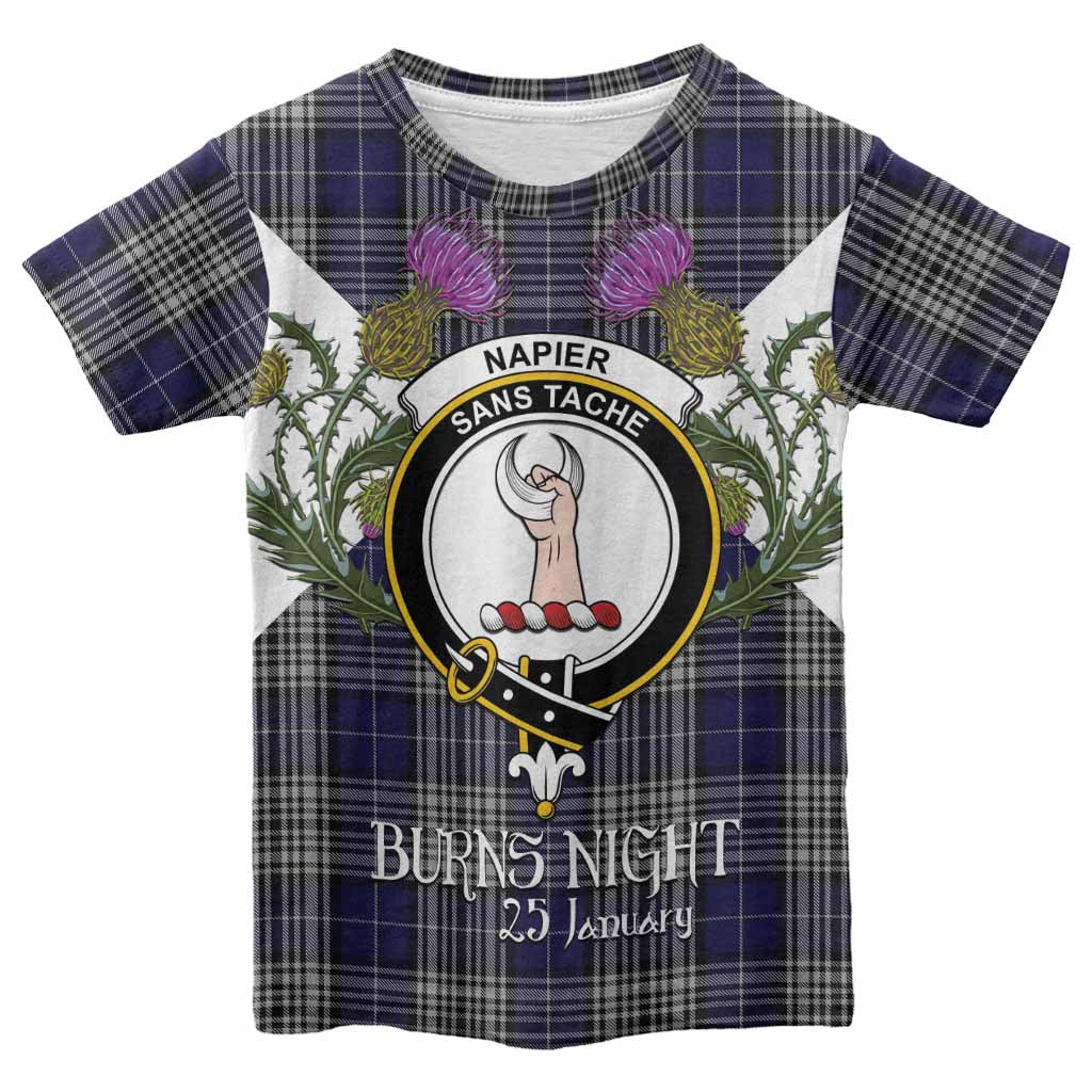 Napier Tartan Family Crest Kid T-shirt Scottish Burns Night Thistle Floral