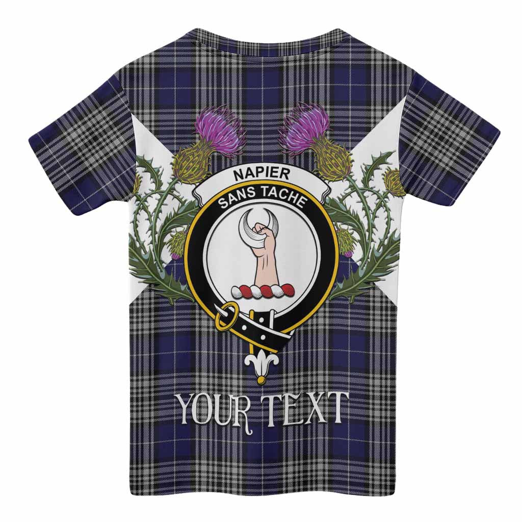 Napier Tartan Family Crest Kid T-shirt Scottish Burns Night Thistle Floral