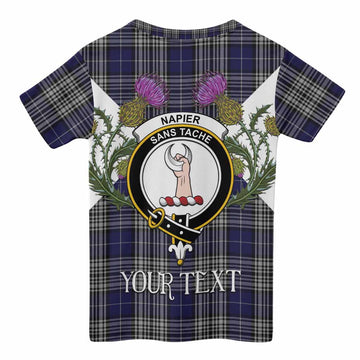 Napier Tartan Family Crest Kid T-shirt Scottish Burns Night Thistle Floral