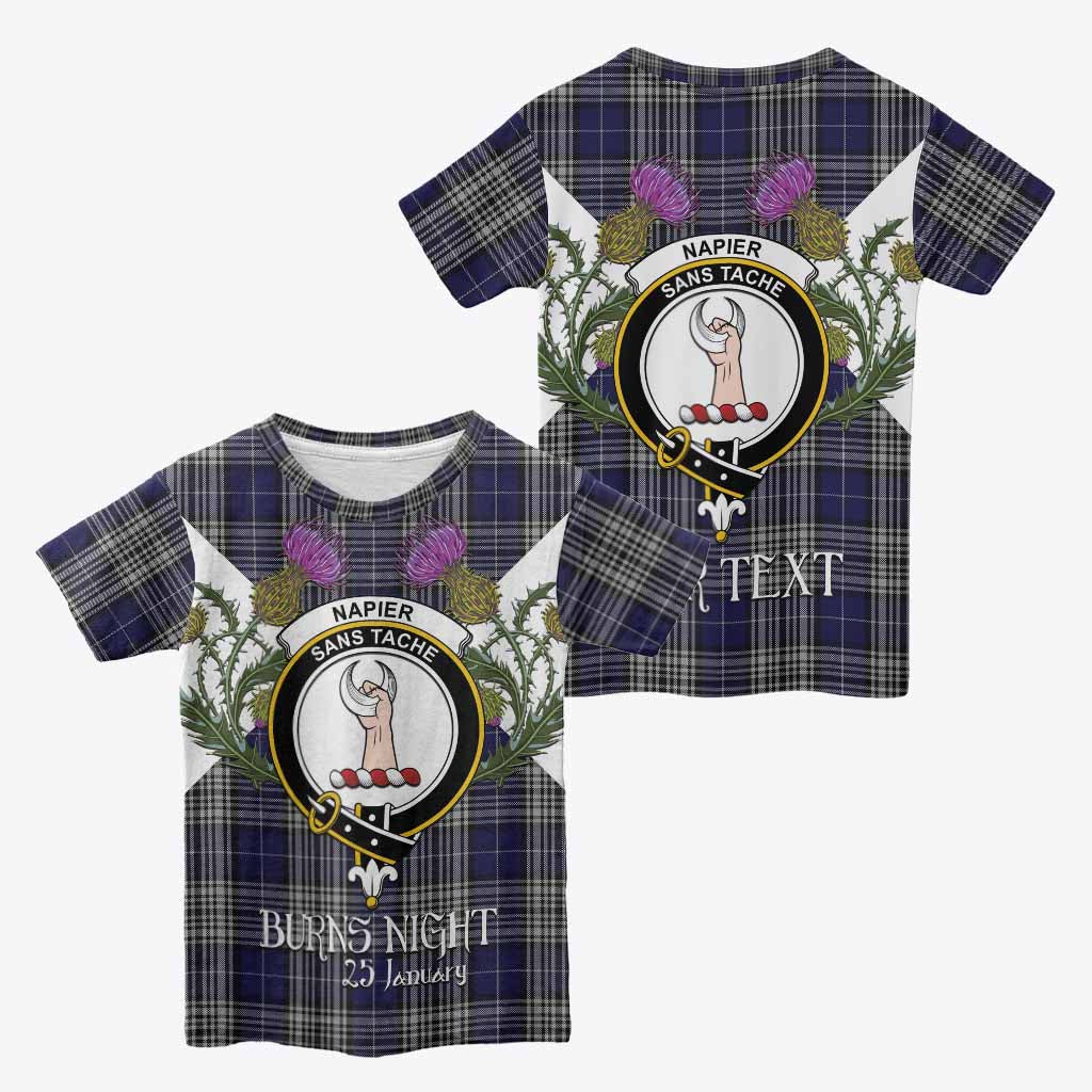 Napier Tartan Family Crest Kid T-shirt Scottish Burns Night Thistle Floral