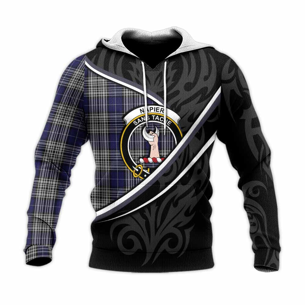 Napier Tartan Family Crest Knitted Hoodie Celtic Scottish Thistle Floral - Tartan Vibes Clothing