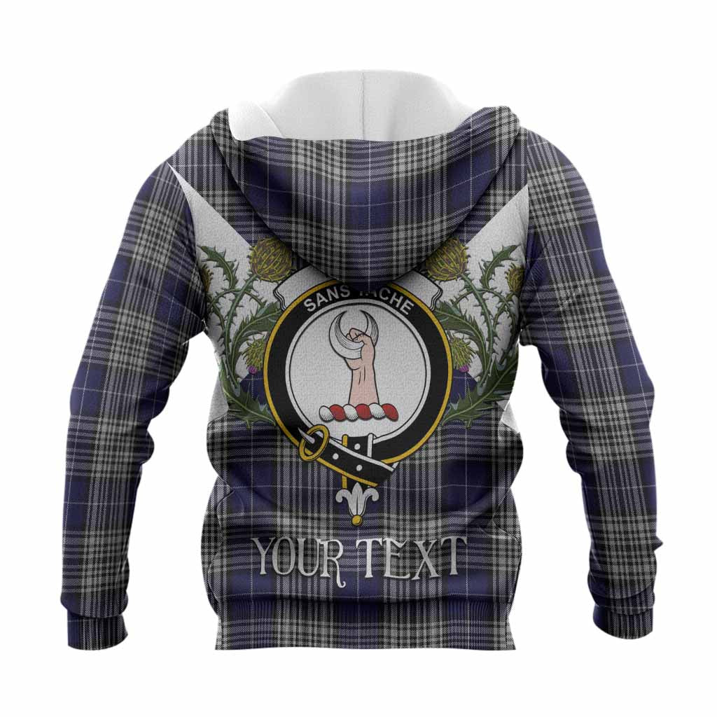 Napier Tartan Family Crest Knitted Hoodie Scottish Burns Night Thistle Floral