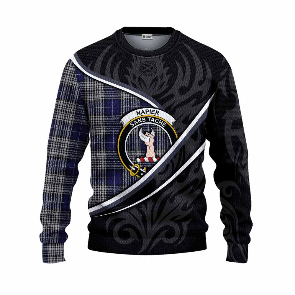 Napier Tartan Family Crest Knitted Sweater Celtic Scottish Thistle Floral - Tartan Vibes Clothing