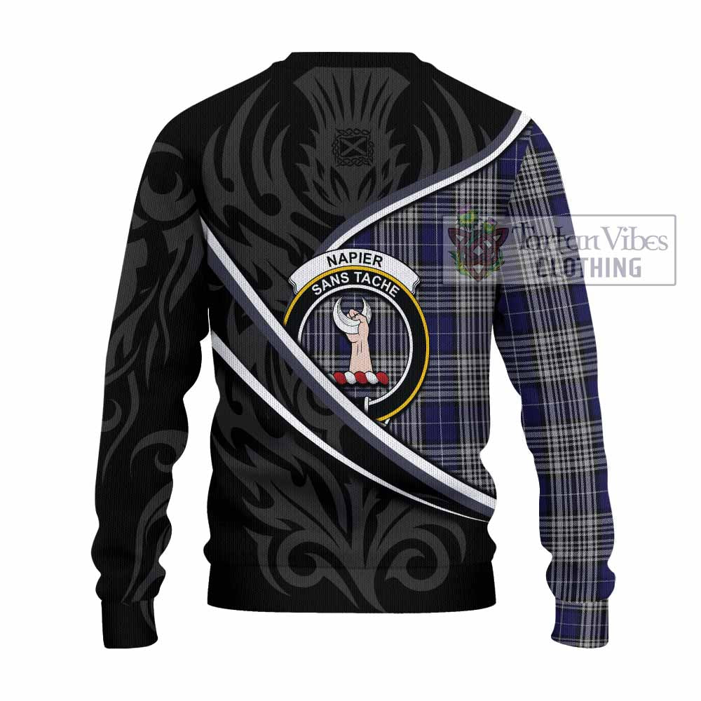 Napier Tartan Family Crest Knitted Sweater Celtic Scottish Thistle Floral - Tartan Vibes Clothing