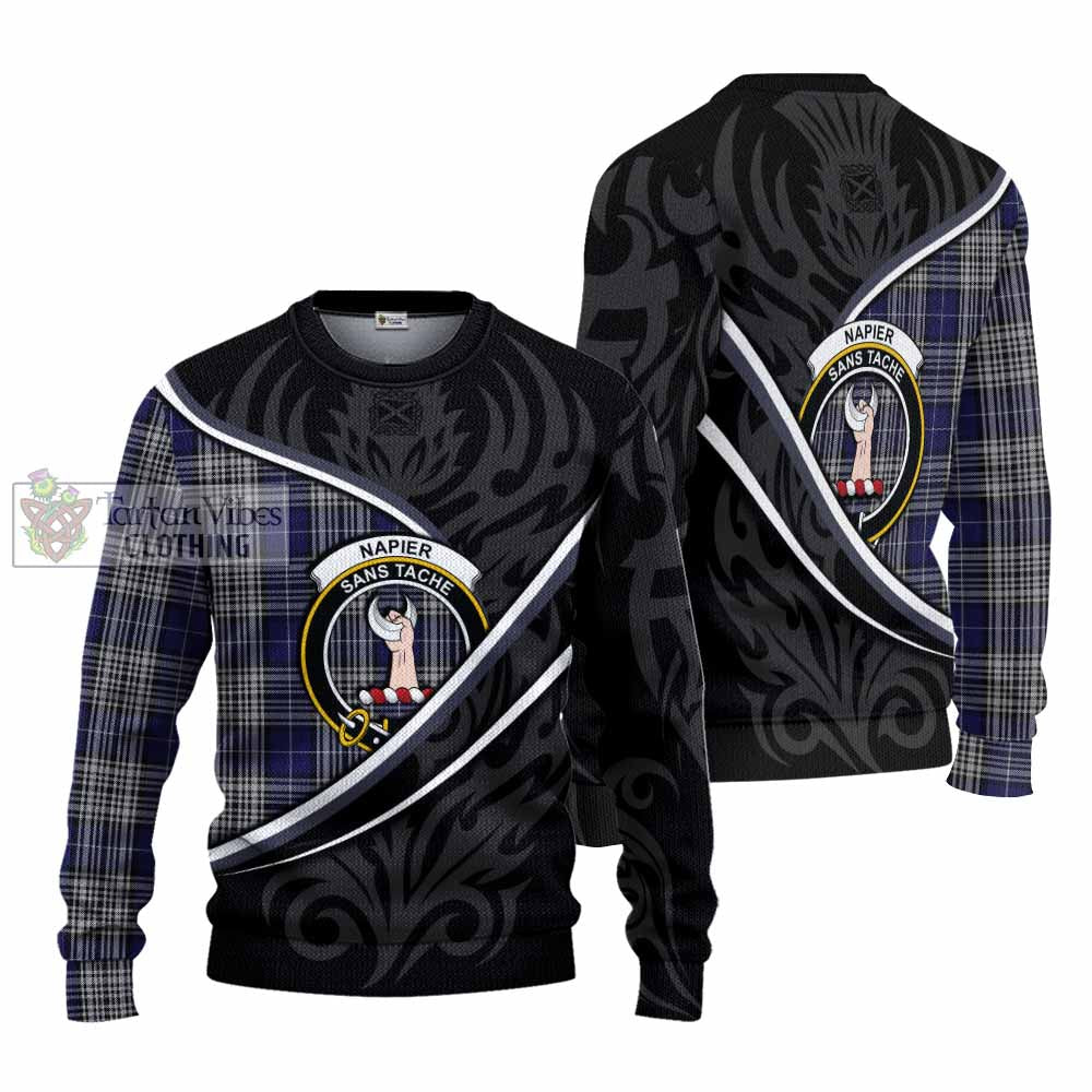 Napier Tartan Family Crest Knitted Sweater Celtic Scottish Thistle Floral - Tartan Vibes Clothing
