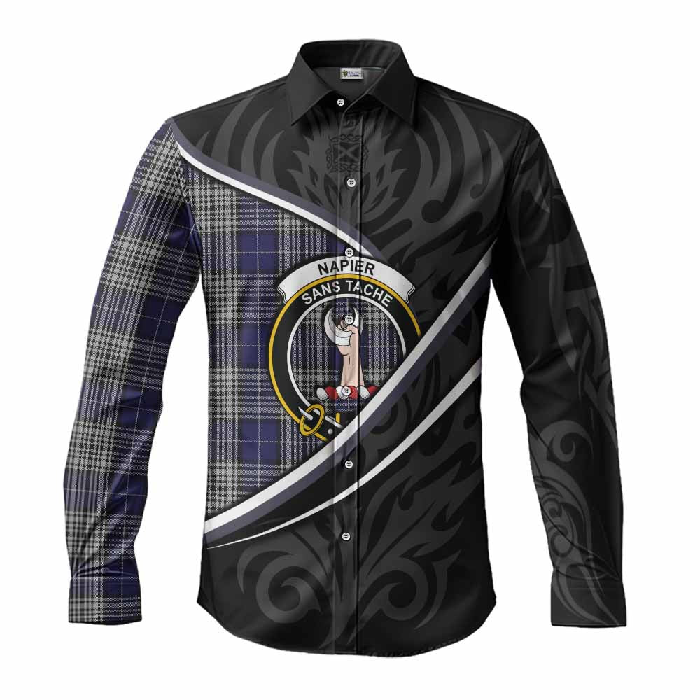 Napier Tartan Family Crest Long Sleeve Button Shirts Celtic Scottish Thistle Floral - Tartan Vibes Clothing