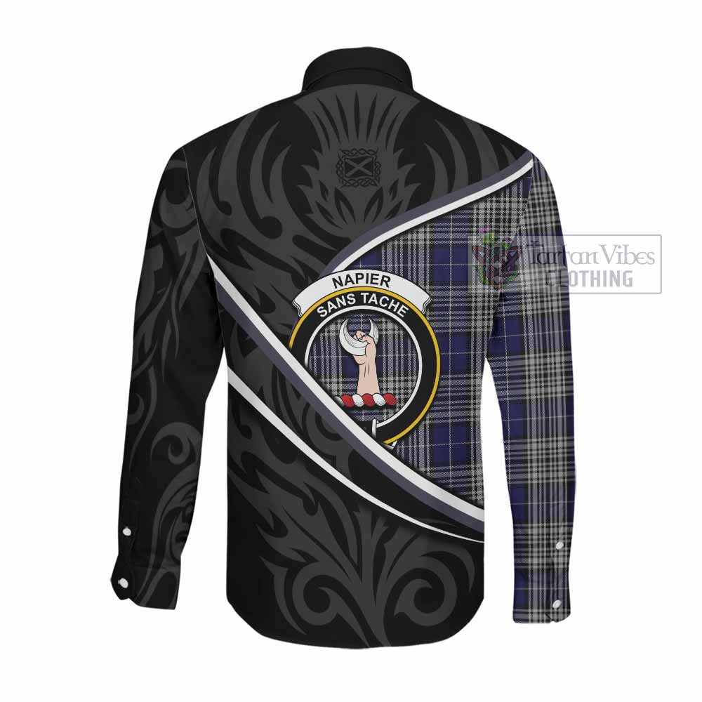 Napier Tartan Family Crest Long Sleeve Button Shirts Celtic Scottish Thistle Floral - Tartan Vibes Clothing
