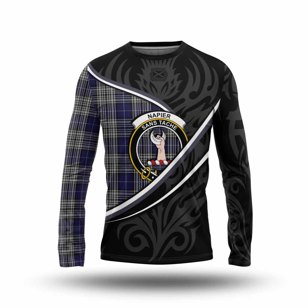 Napier Tartan Family Crest Long Sleeve T-Shirt Celtic Scottish Thistle Floral - Tartan Vibes Clothing